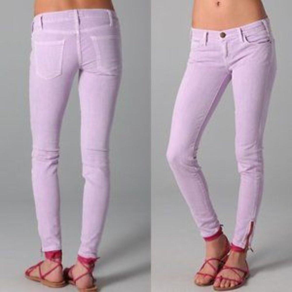 Current/Elliott Ankle Skinny Short Zip Mercury Glass Red Ankle Zip Jeans